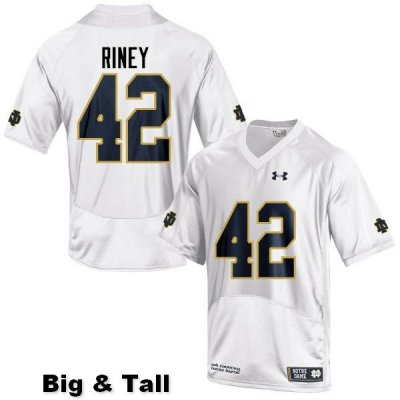 Notre Dame Fighting Irish Men's Jeff Riney #42 White Under Armour Authentic Stitched Big & Tall College NCAA Football Jersey YRZ6199HI